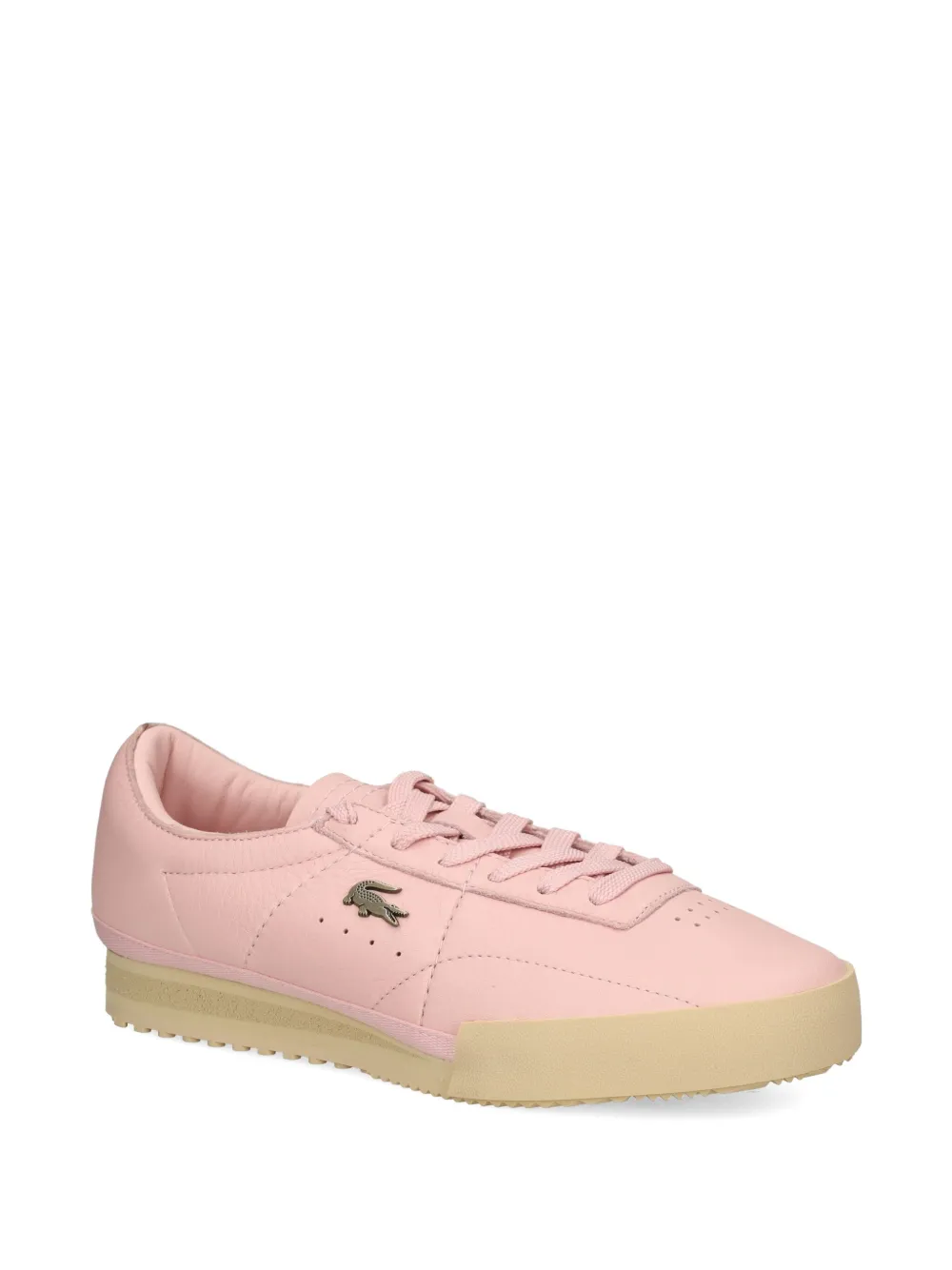 Lacoste logo-plaque leather sneakers Pink