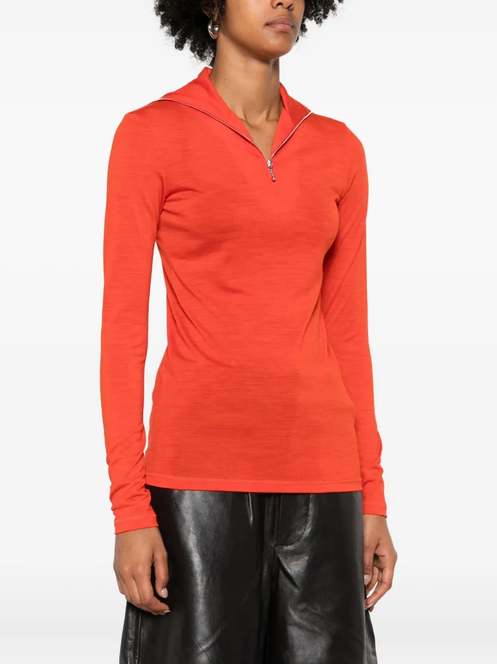 Jil Sander Sweater met hoge hals en rits Rood