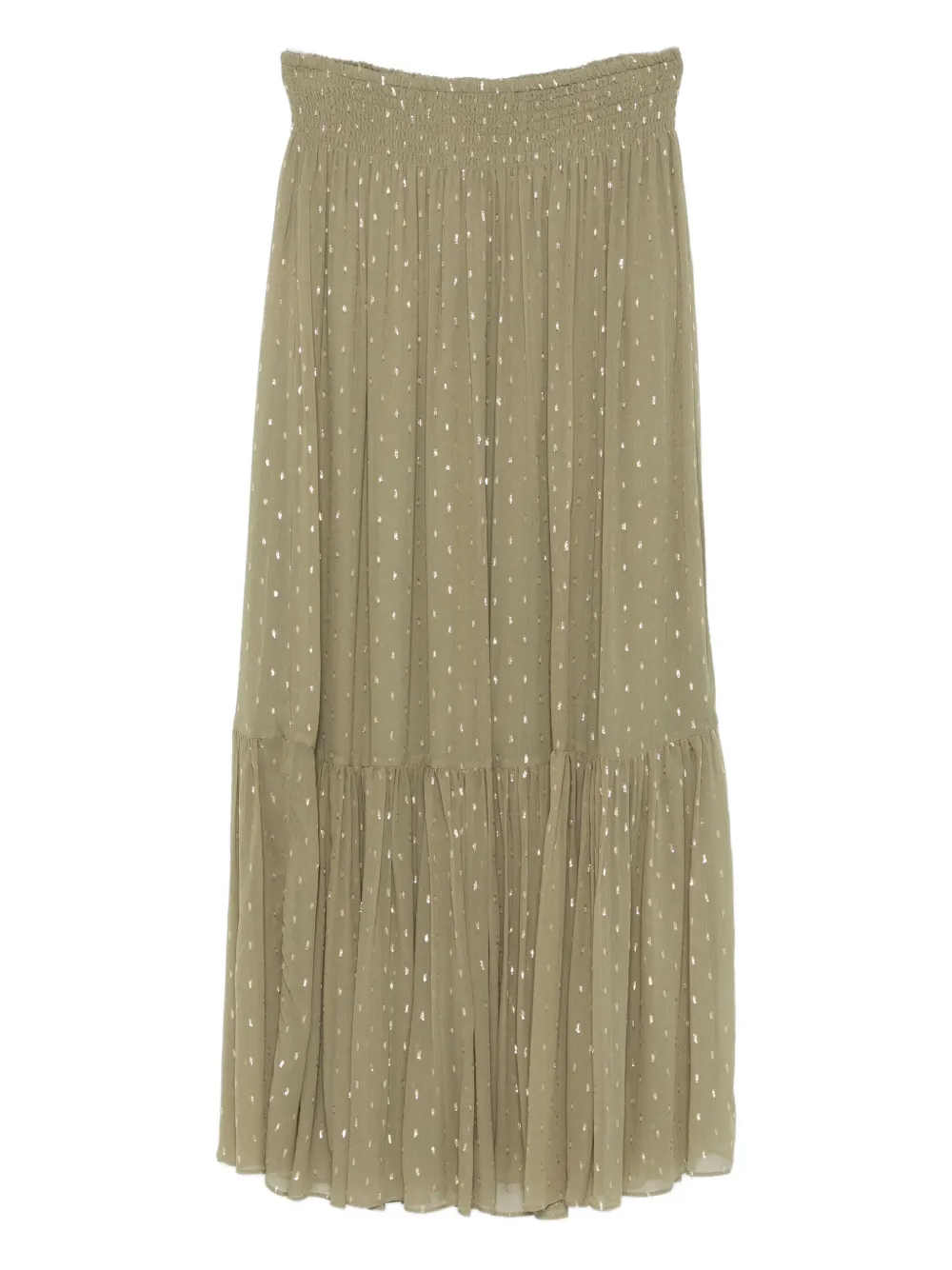 Ba&Sh Rok met metallic stippen en ruches Groen