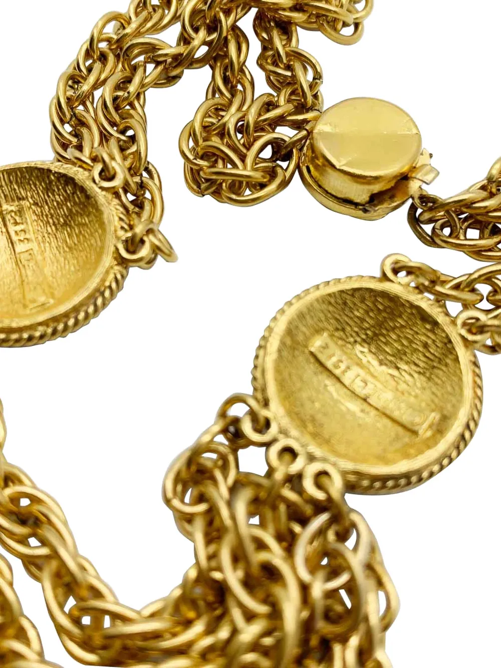 Pre-owned Chanel Logo-detail Chain Necklace In Gold