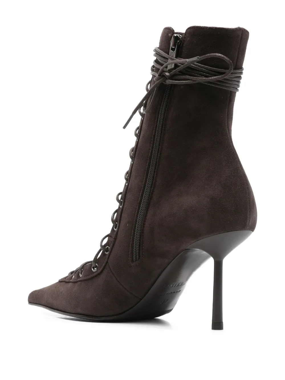 Le Silla 80mm Colette Lace-up Pointed-toe Ankle Boots In Brown