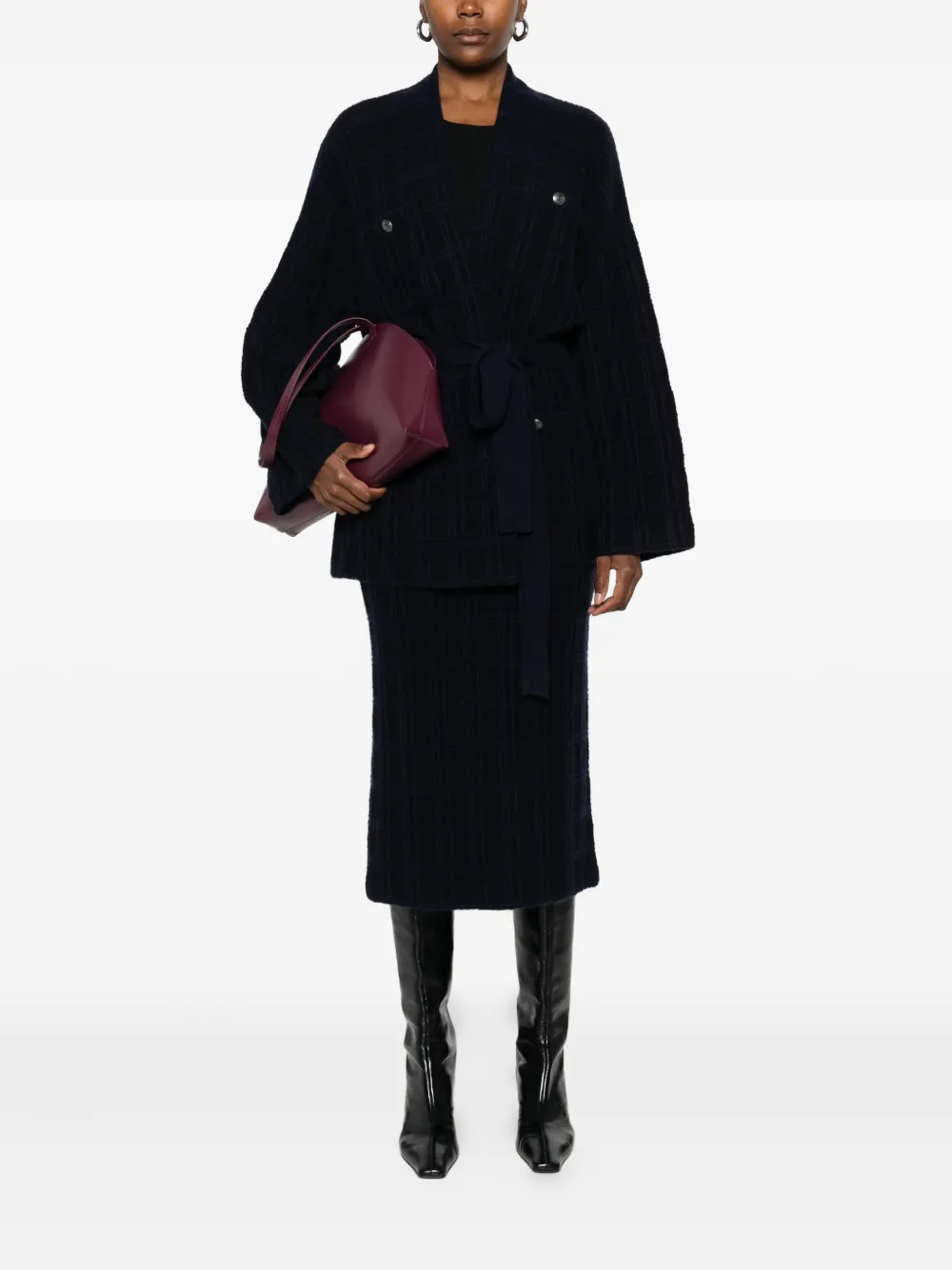 Eric Bompard Tweed elastische midi-rok - Blauw