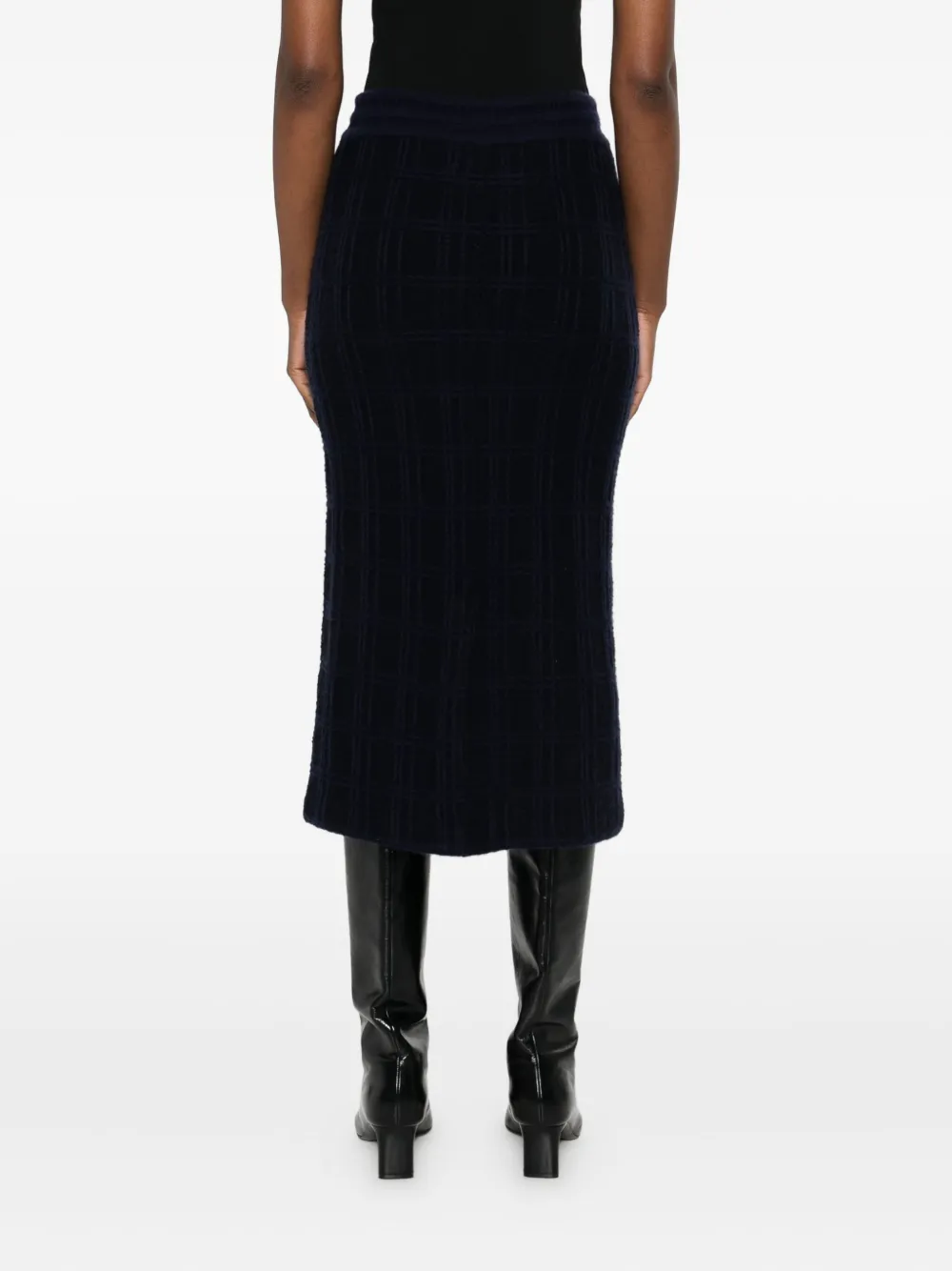 Eric Bompard Tweed Elasticated Midi Skirt In Black