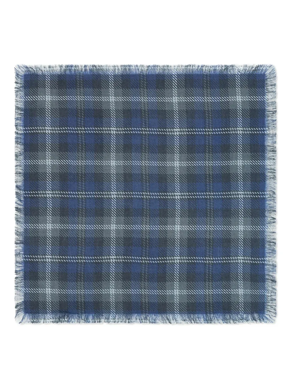 Eric Bompard checked fringed scarf | Blue | Image 1