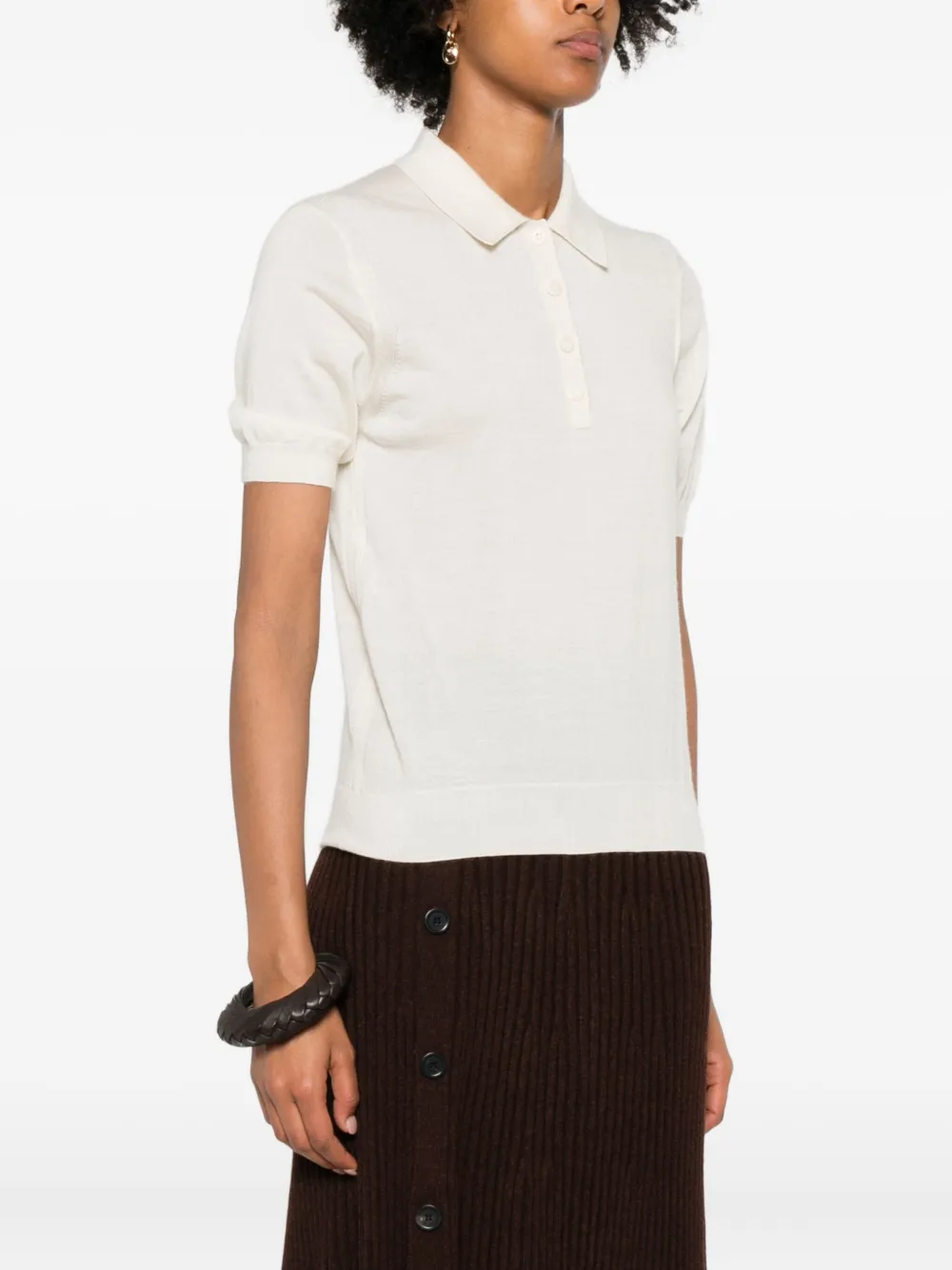 Eric Bompard Collared Short-sleeve Polo Top In Neutral