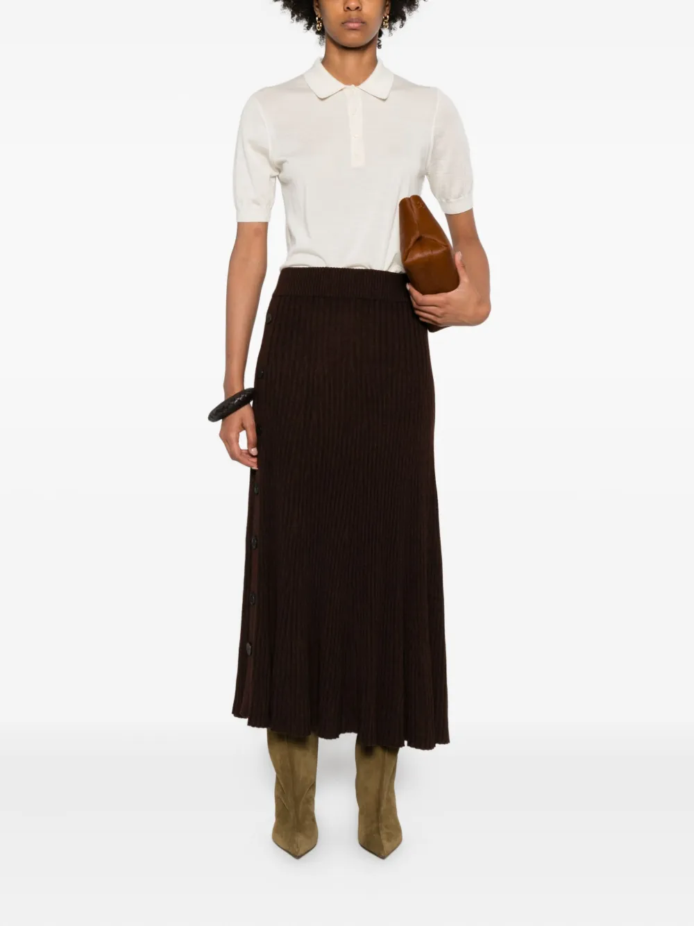 Eric Bompard Polotop met kraag en korte mouwen - Beige
