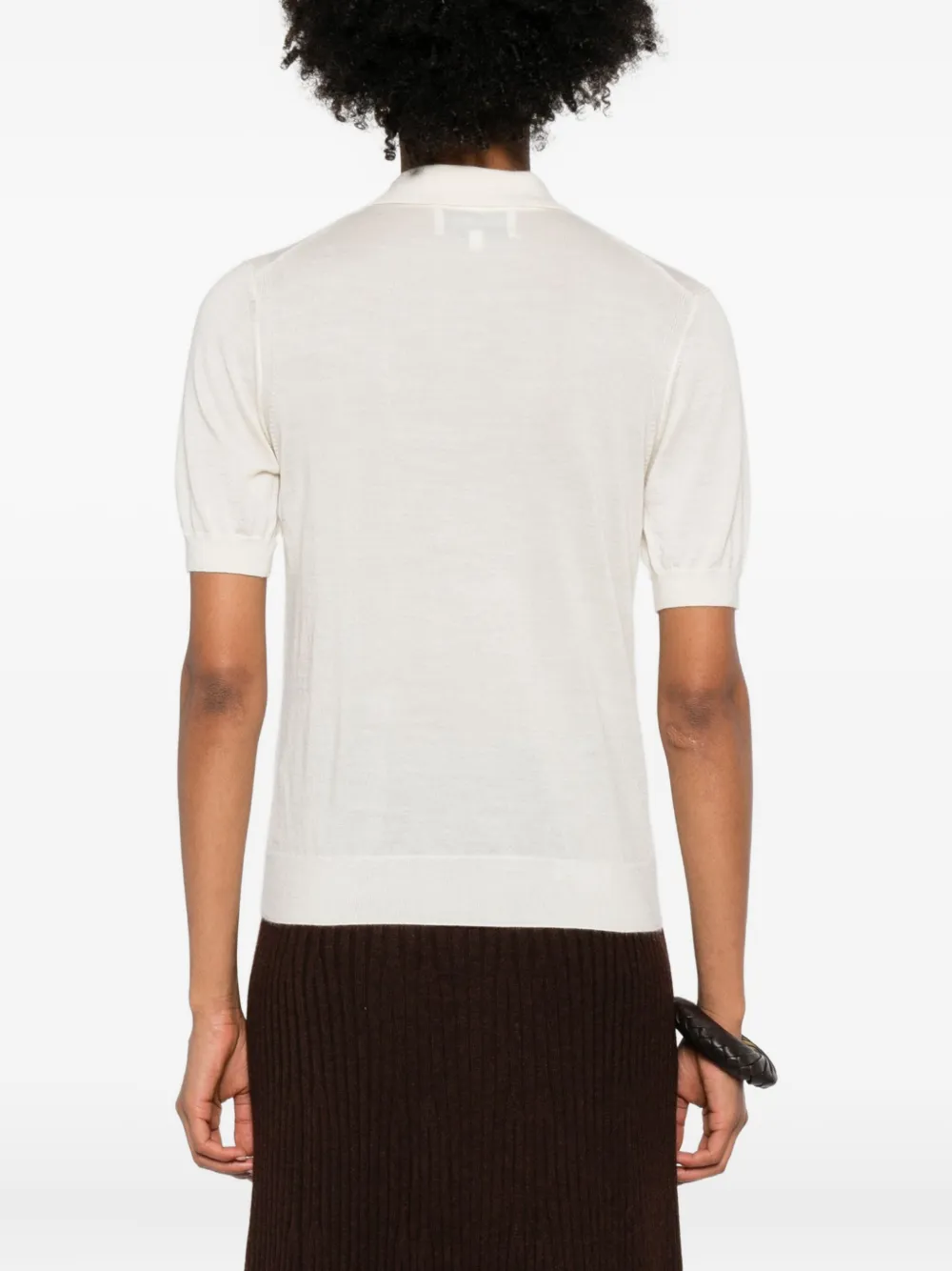 Eric Bompard Collared Short-sleeve Polo Top In Neutral