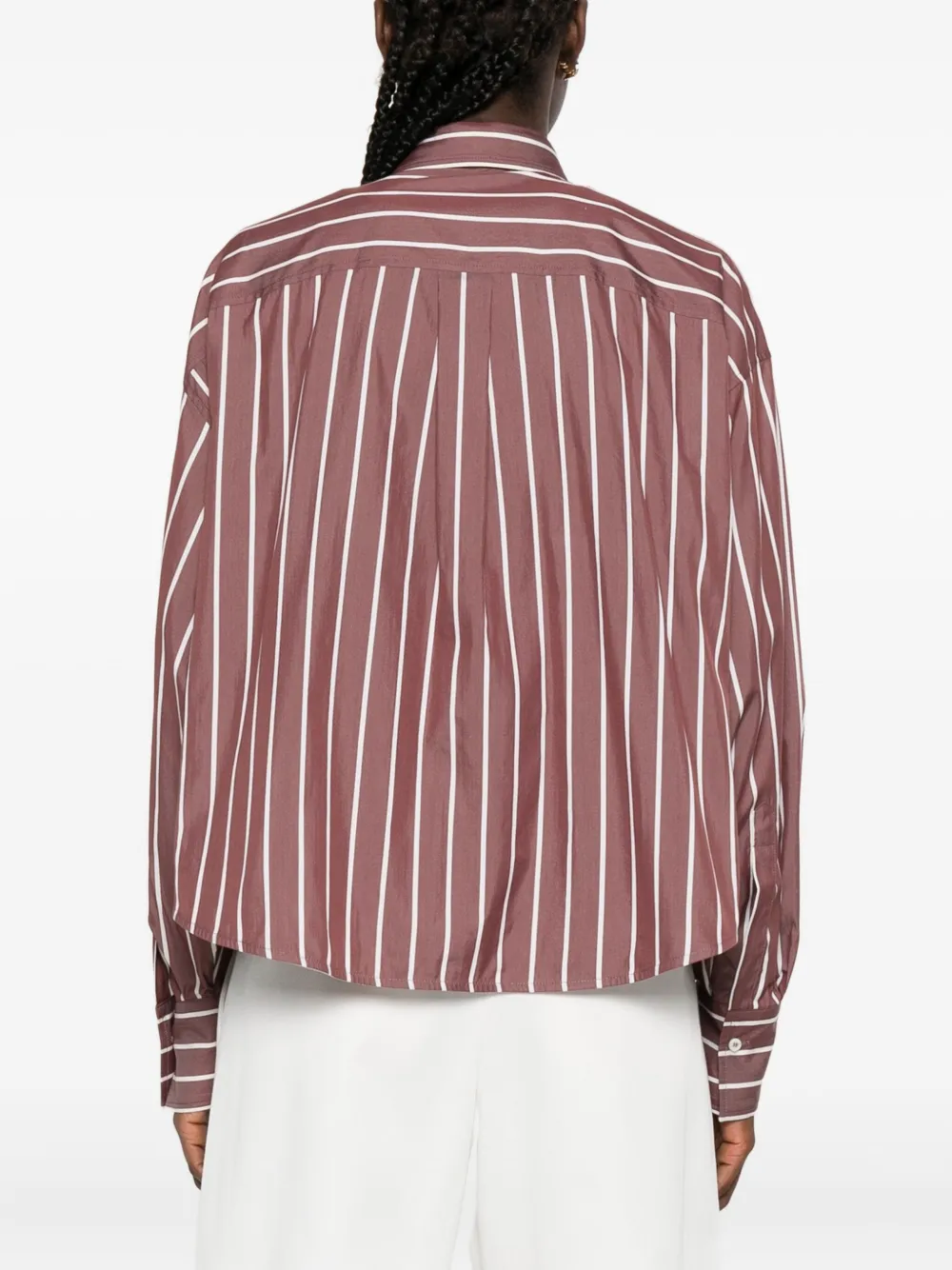 Brunello Cucinelli Gestreepte top met gestrikte hals Rood