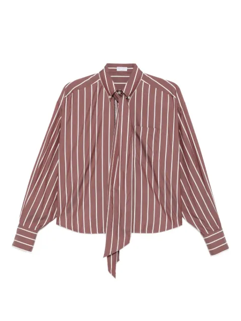 Brunello Cucinelli striped tie-neck top