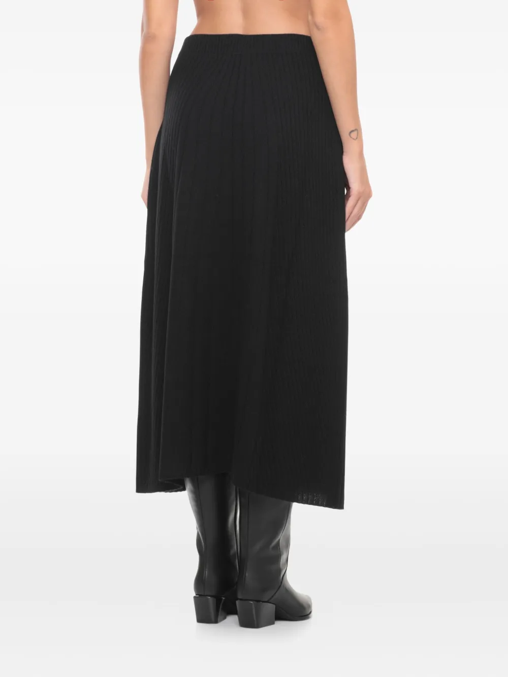 D.Exterior Geribbelde midi-rok Zwart