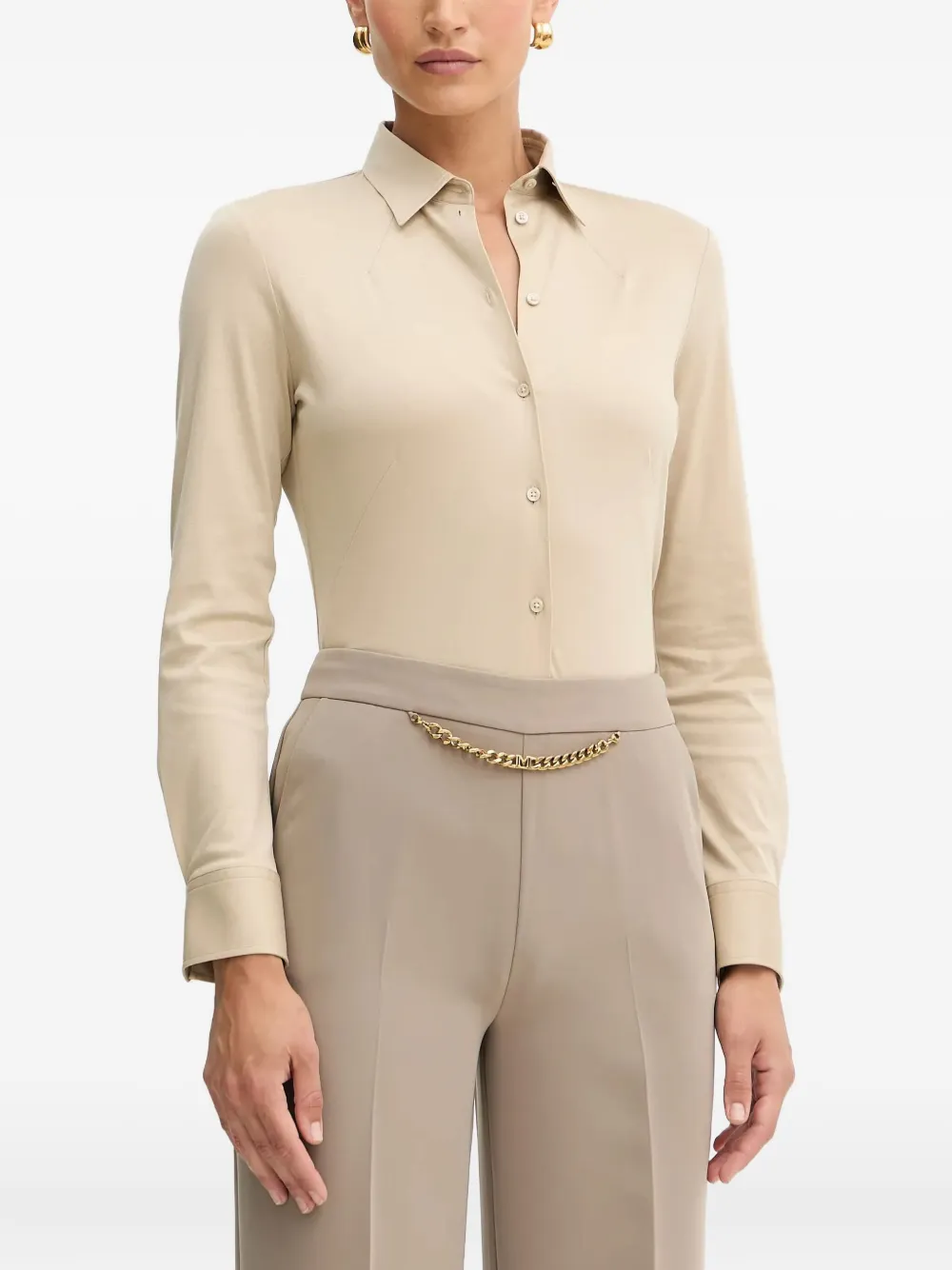 Hugo Boss Long-sleeve Buttoned Shirt In Neutral