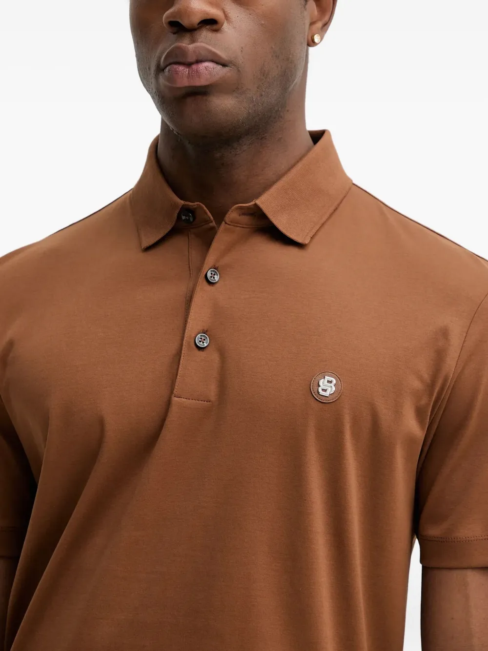 BOSS Poloshirt met logoplakkaat Bruin