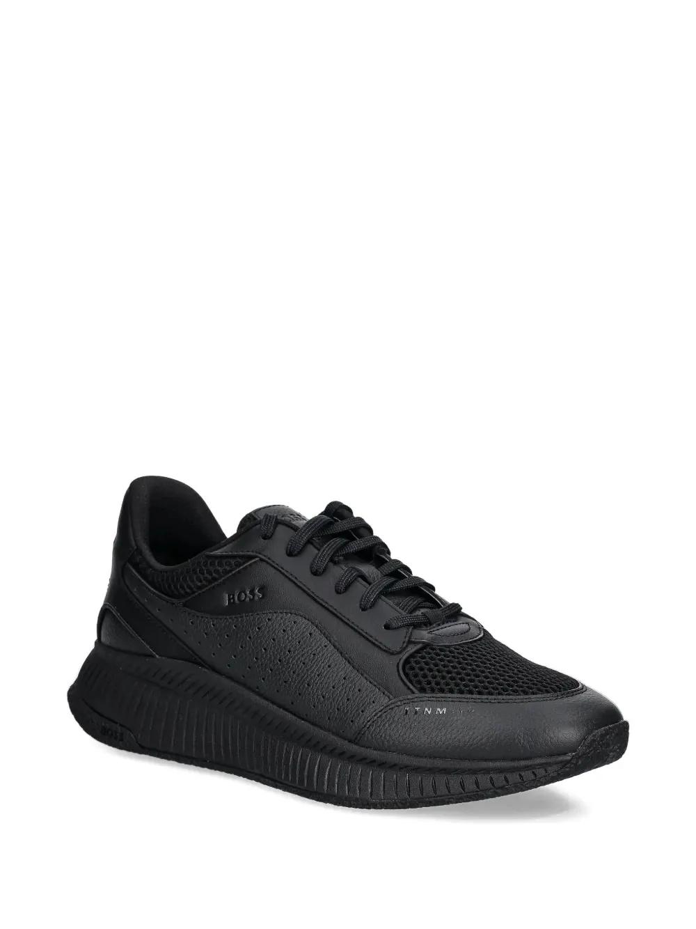 Hugo Boss Perforated Mesh-detail Sneakers In Black