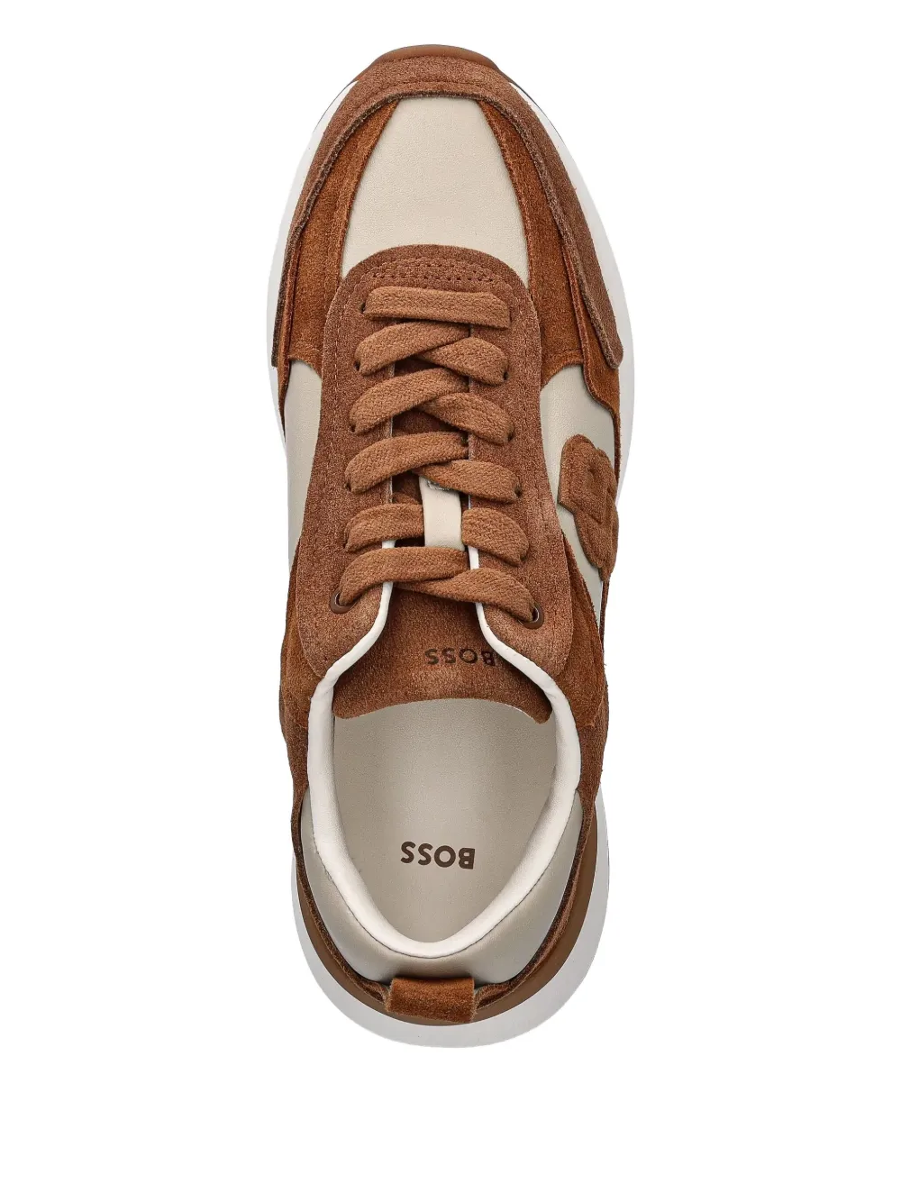 BOSS suede-leather monogram sneakers Brown