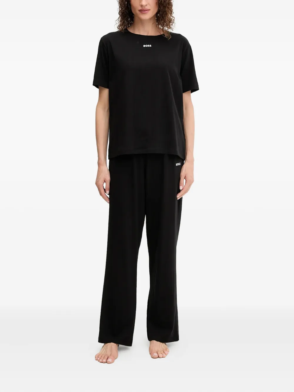 Hugo Boss Logo-detail Pajama Set In Black
