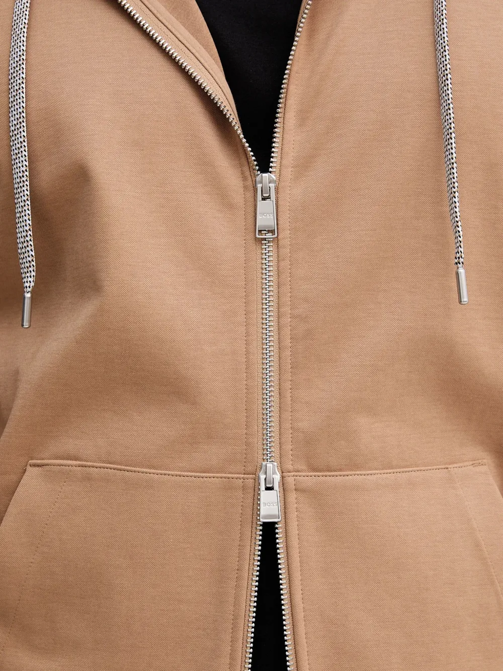 BOSS Hoodie met rits Beige