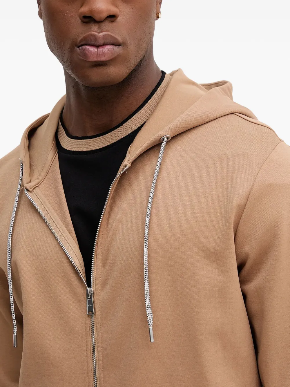 BOSS Hoodie met rits Beige