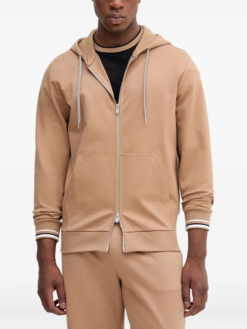 BOSS zip-fastening hoodie | Neutrals | Image 1