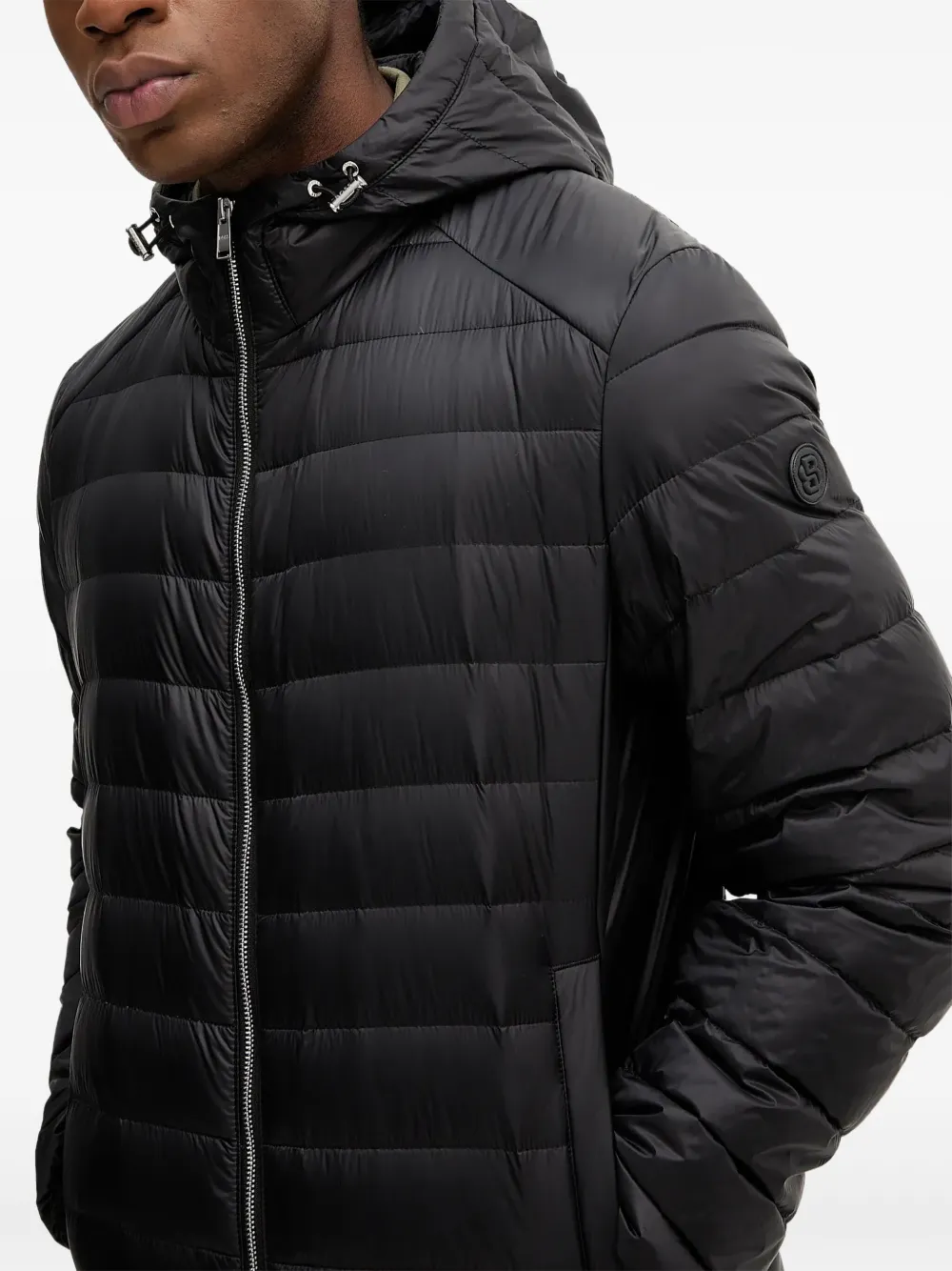 BOSS Gevoerd jack met capuchon Zwart