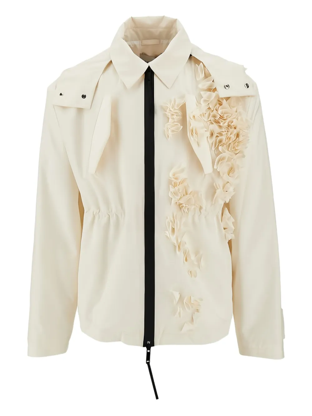 Coccinelle Vitto Floral-appliqué Parka Coat In White