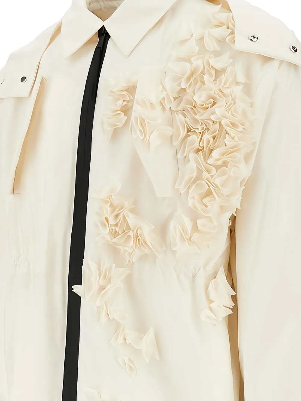 Coccinelle Vitto Floral-appliqué Parka Coat In White