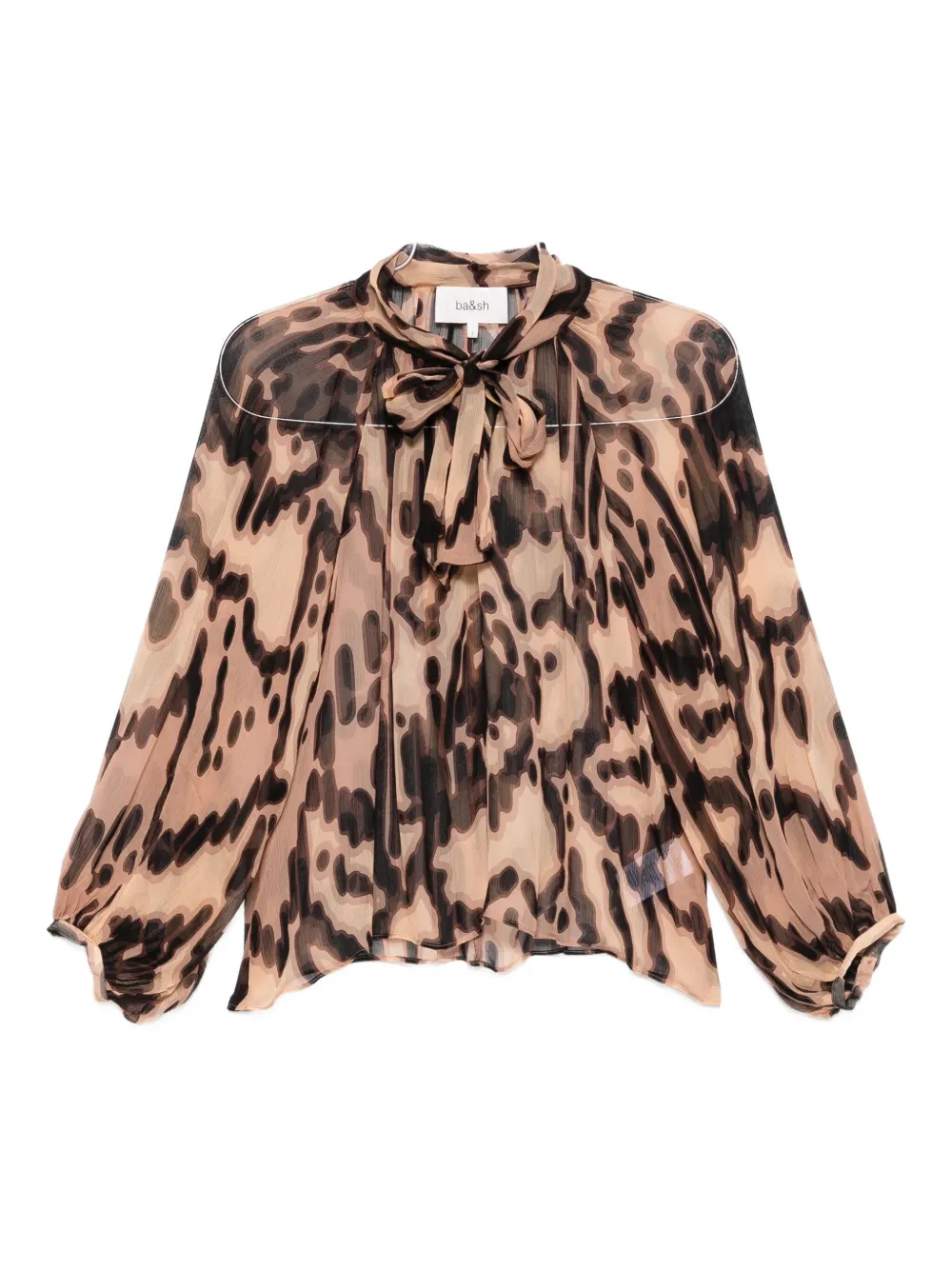 Ba&Sh Alof blouse met gestrikte hals en grafische print Beige