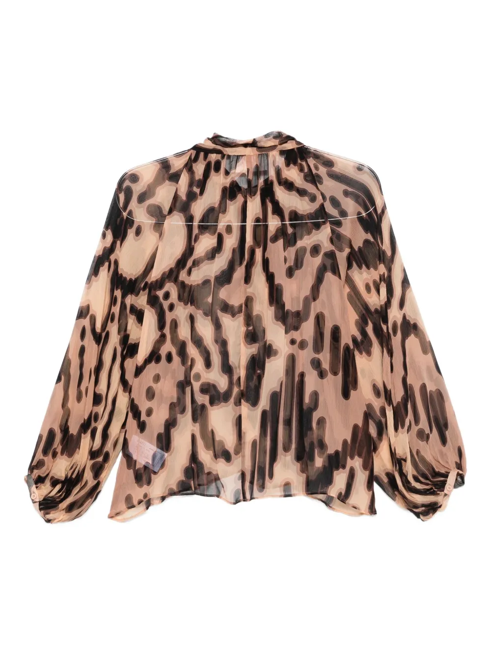 Ba&Sh Alof neck-tie graphic-print blouse - Beige