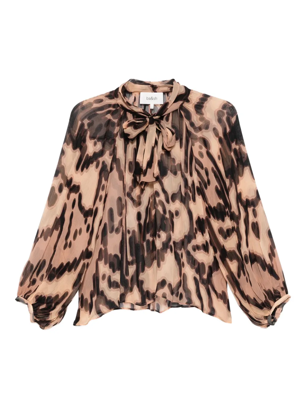 Ba&Sh Alof blouse met gestrikte hals en grafische print Beige