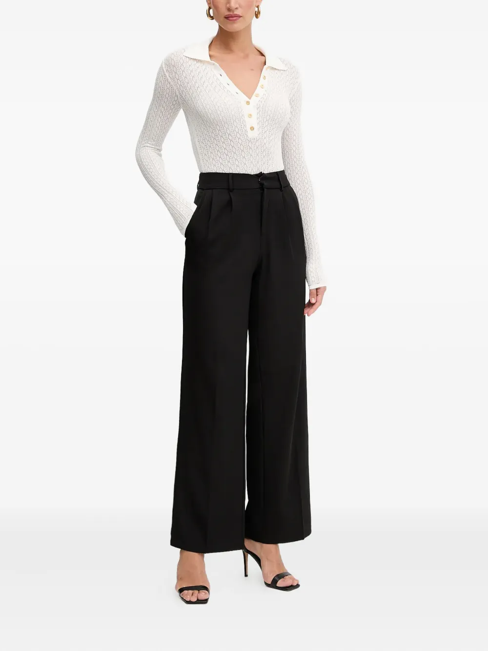 Elisabetta Franchi pointelle-knit polo top - Wit