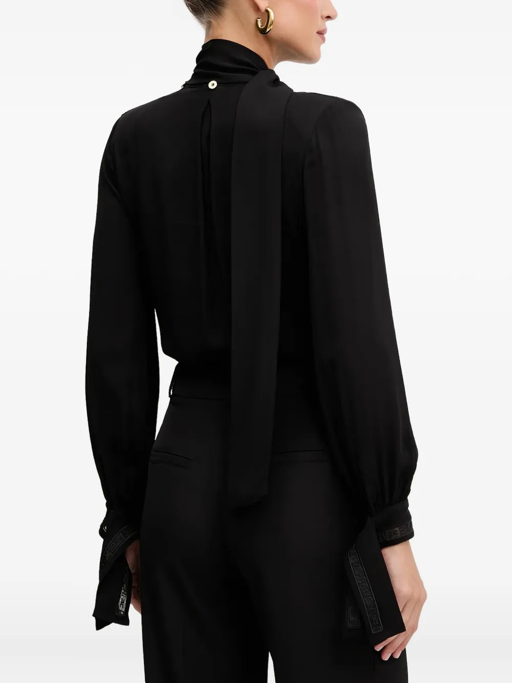 Elisabetta Franchi tie-neck long-sleeve top Zwart