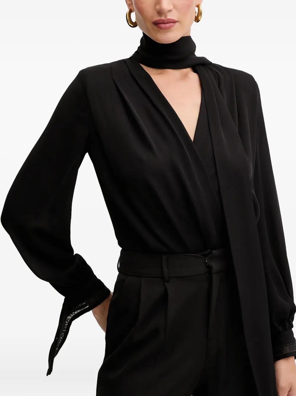 Elisabetta Franchi tie-neck long-sleeve top Zwart