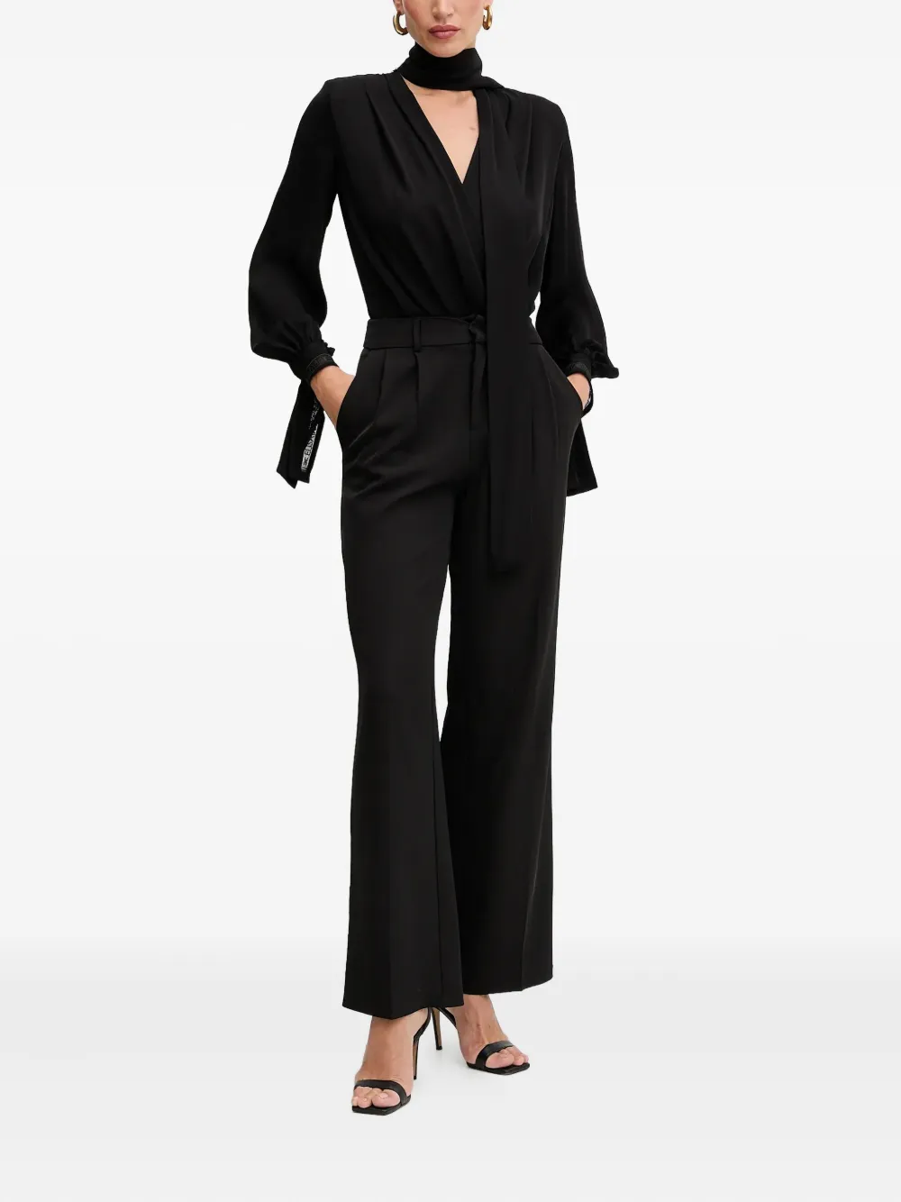 Elisabetta Franchi tie-neck long-sleeve top - Zwart