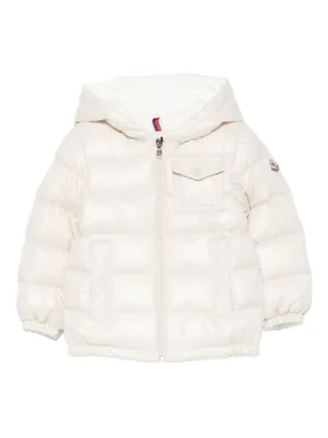Moncler Enfant fleece-panelling Padded Jacket | White | FARFETCH