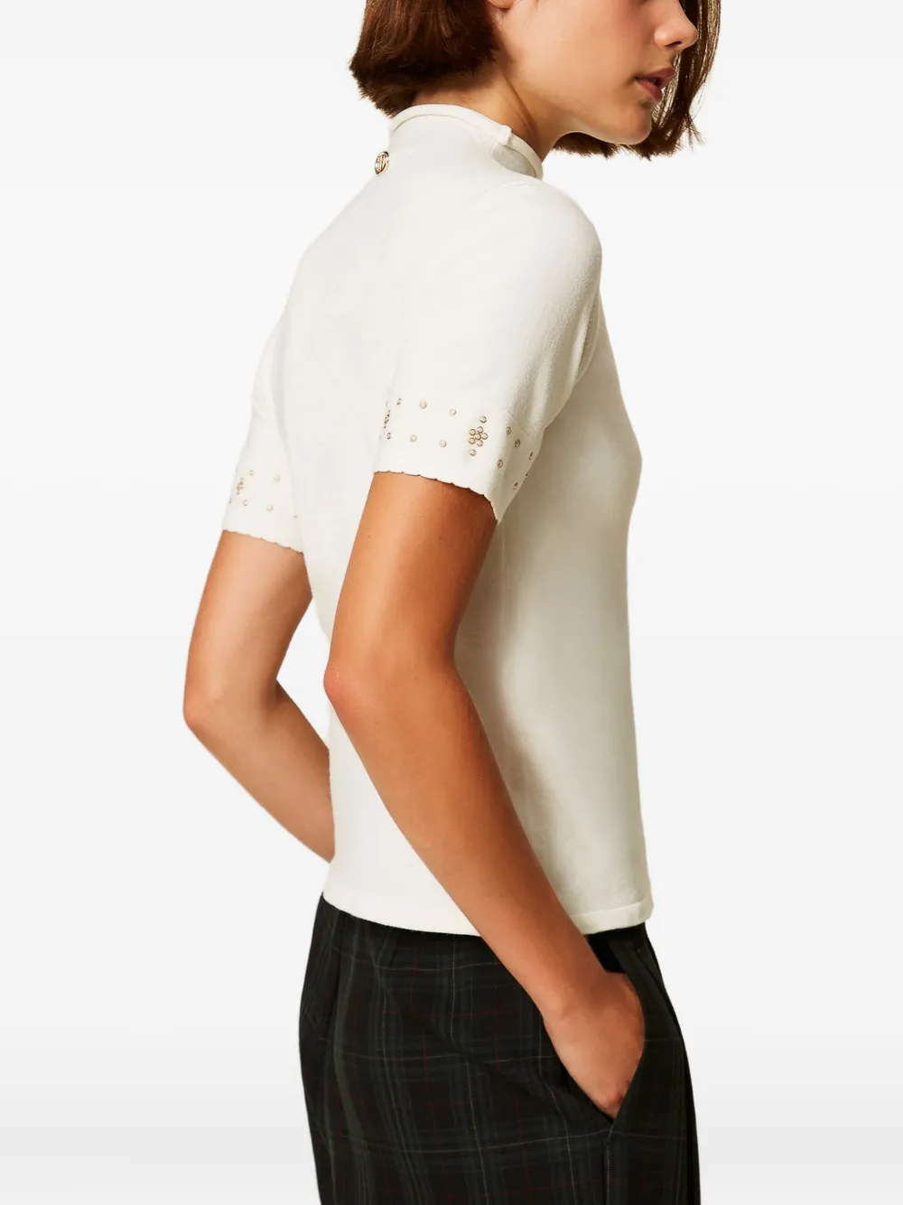 TWINSET Verfraaide top met korte mouwen Wit