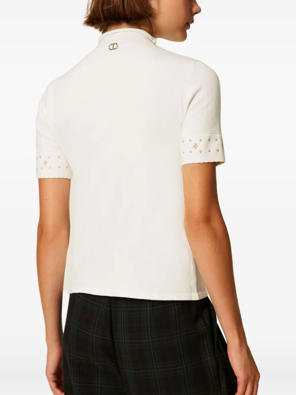 TWINSET Verfraaide top met korte mouwen Wit