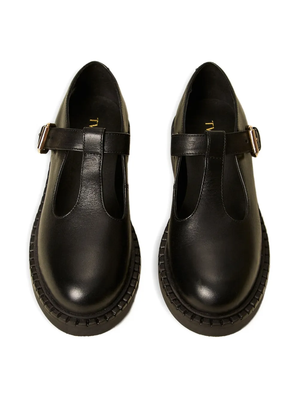 Twinset Buckle T-bar Leather Loafers In Black