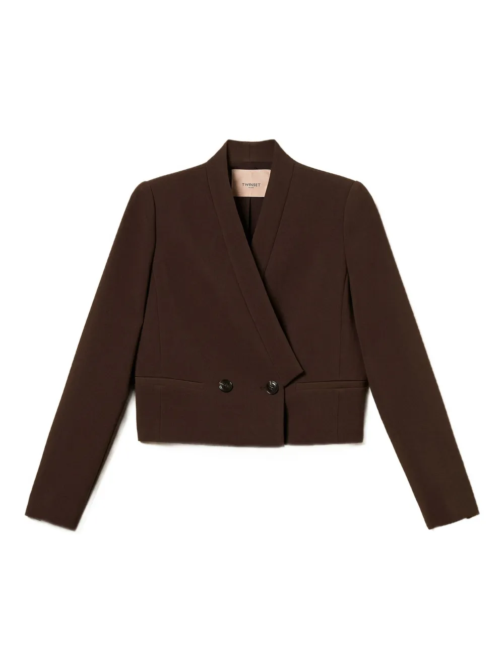 TWINSET double-breasted cropped blazer | Brown | Image 1