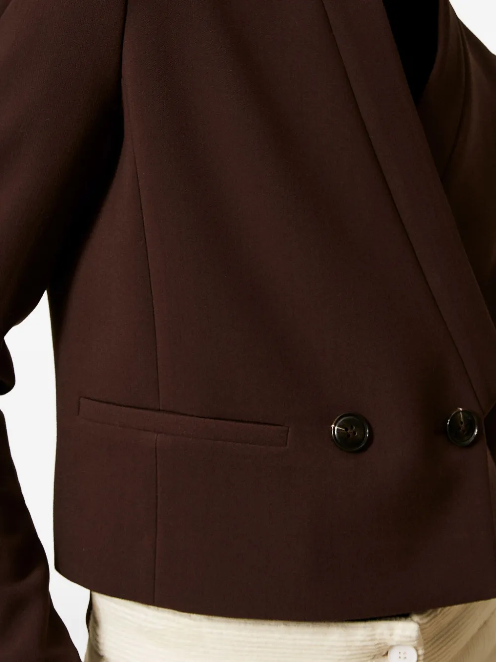 Twinset Double-breasted Cropped Blazer In Brown
