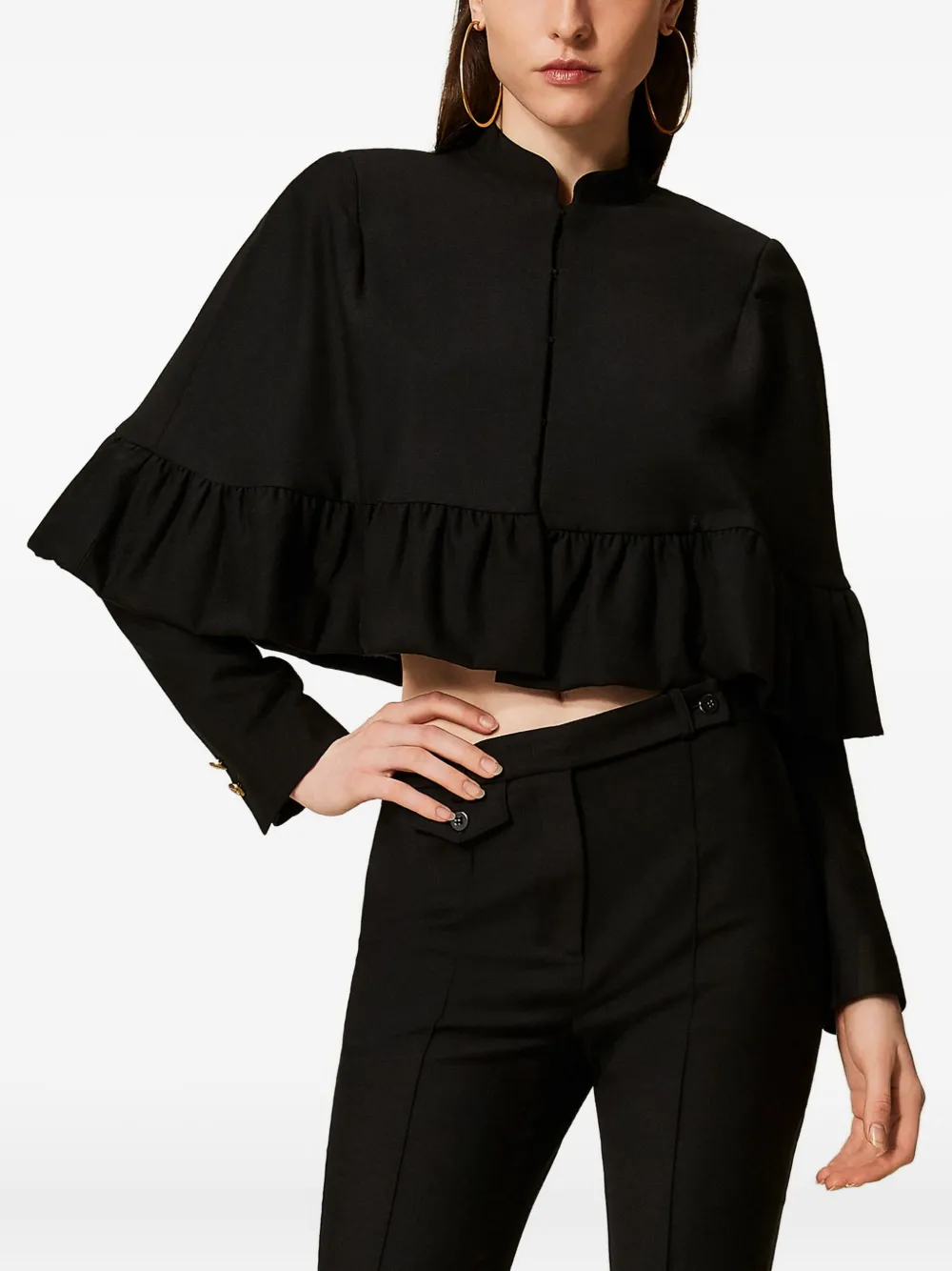 TWINSET chamarra estilo capa con volantes | Chamarras cortas | Image 2