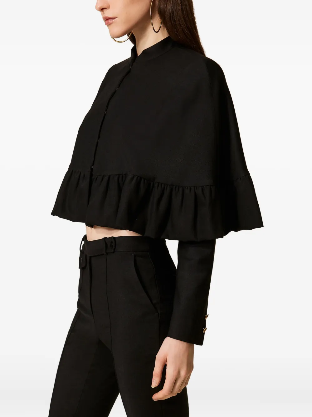 TWINSET Cape jack met ruches Zwart