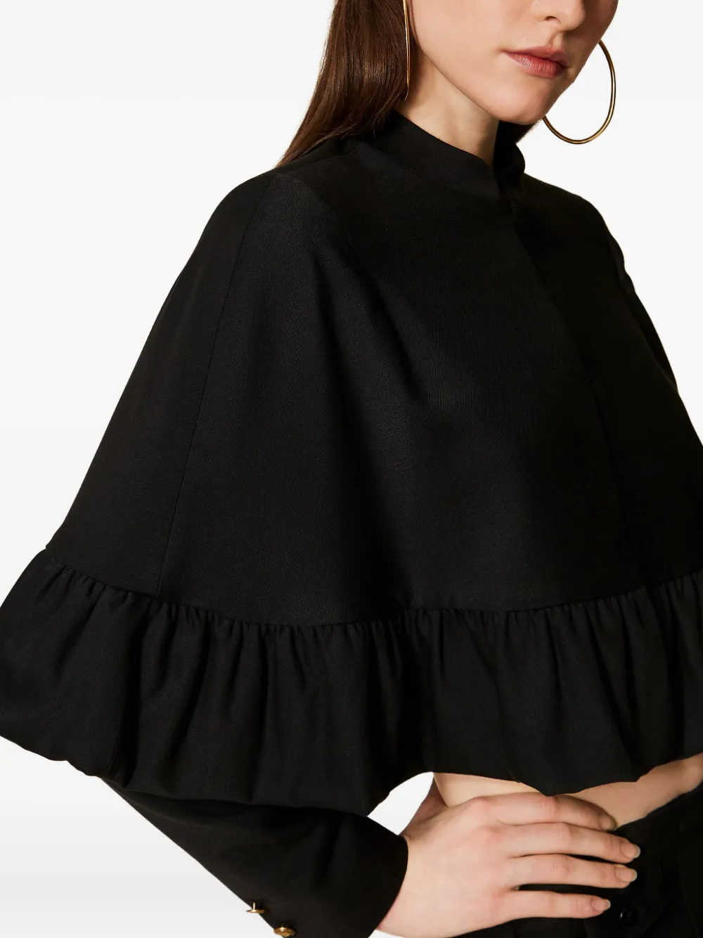 TWINSET Cape jack met ruches Zwart