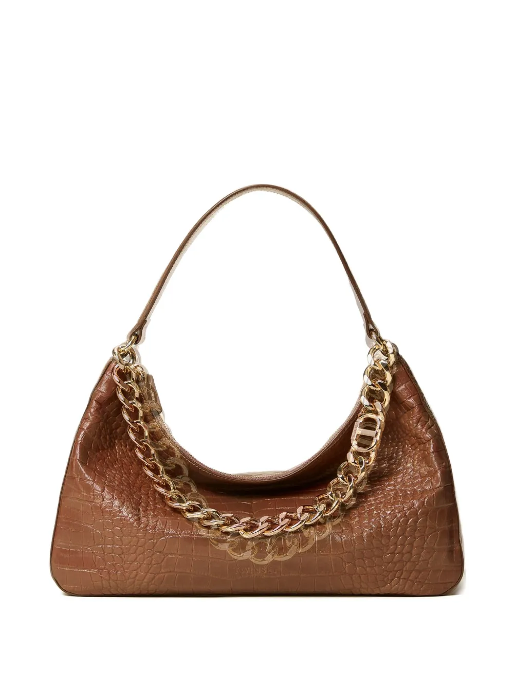 TWINSET Liliane crocodile-effect chain shoulder bag | Brown | Image 1