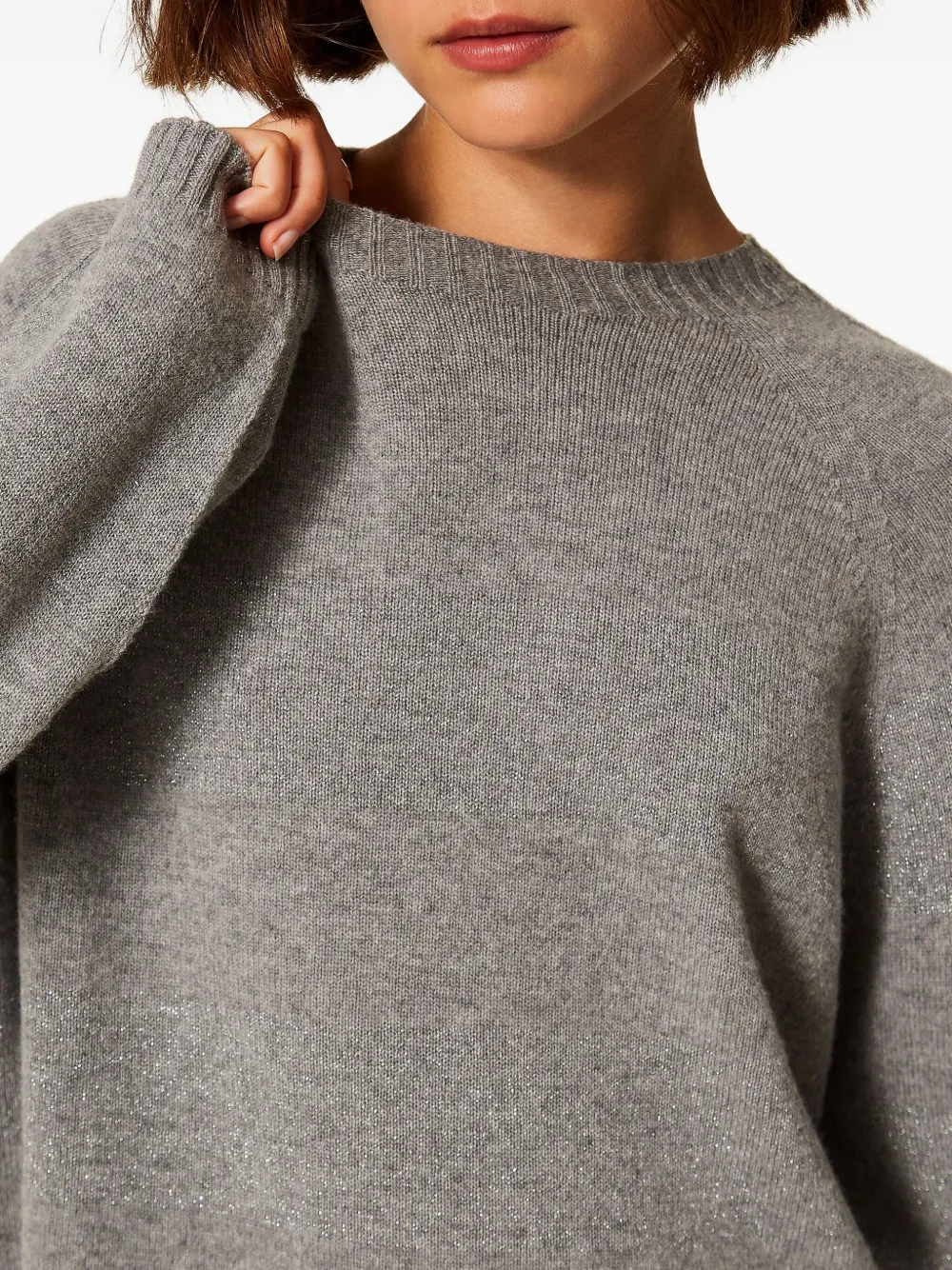 Twinset Lurex-detail Jumper In Gray