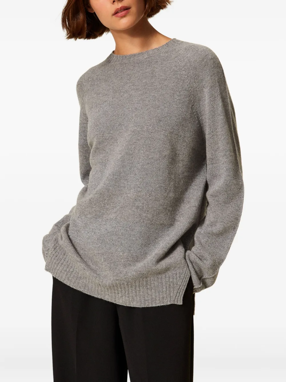 Twinset Lurex-detail Jumper In Gray