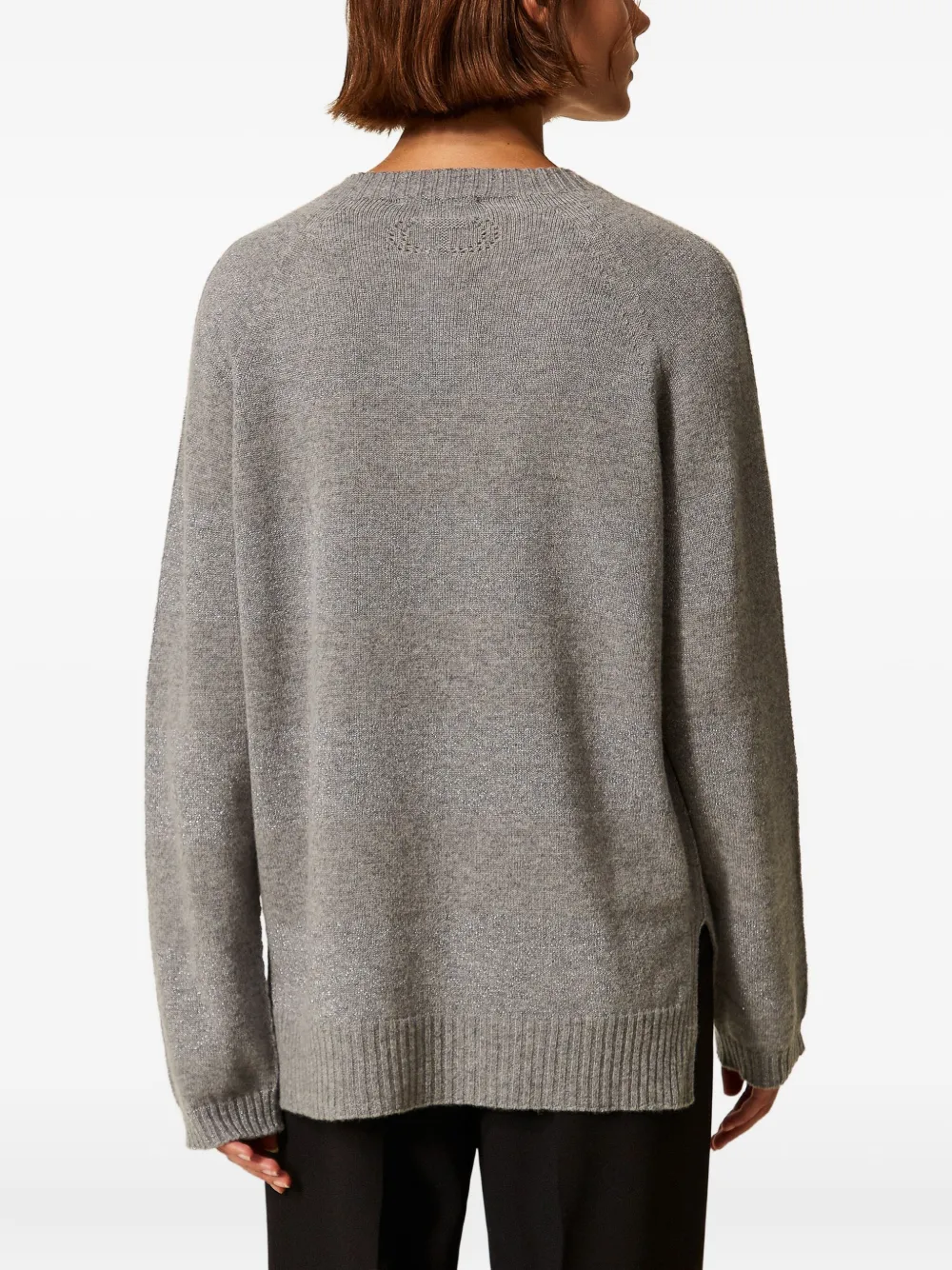 Twinset Lurex-detail Jumper In Gray