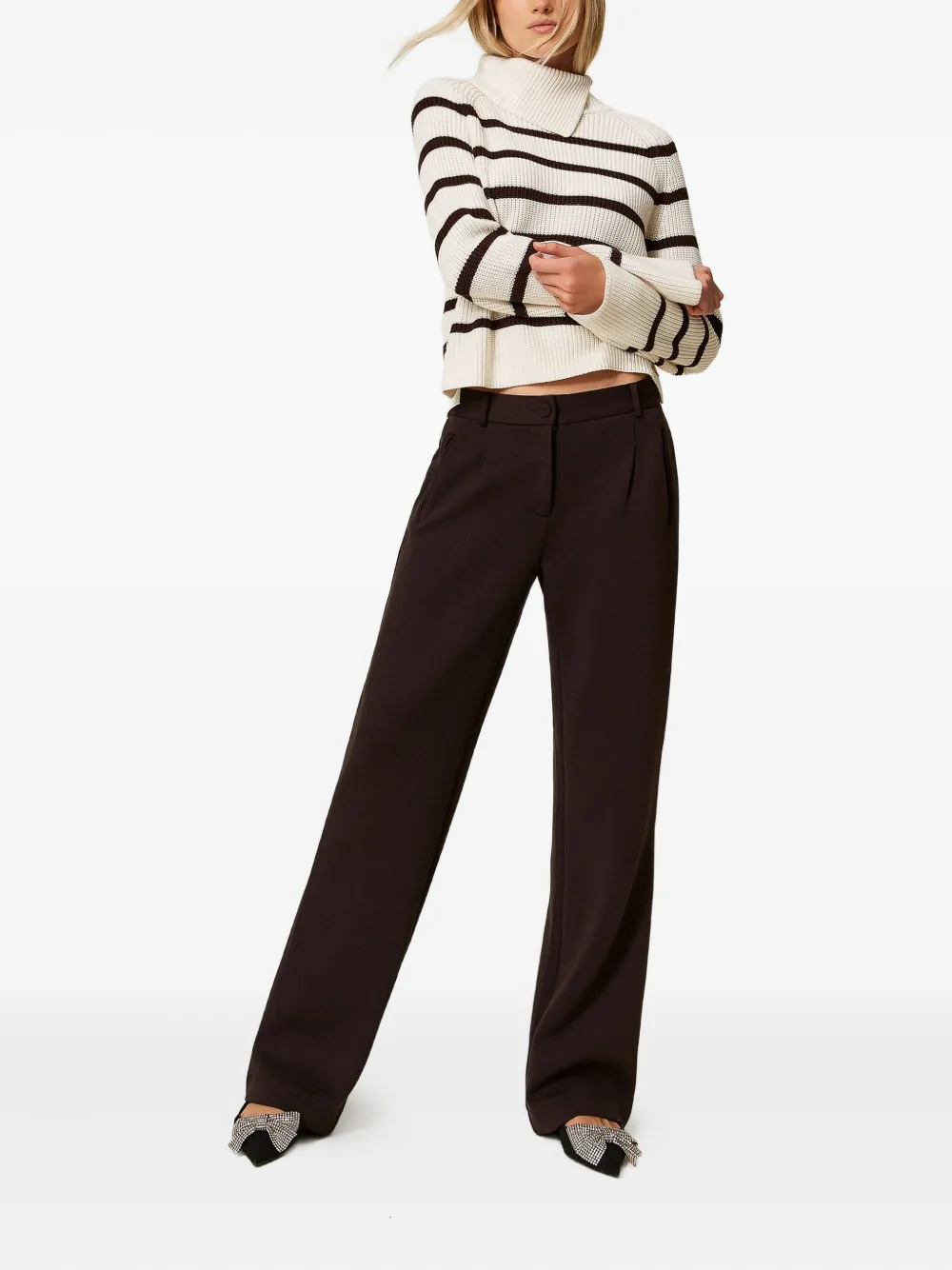 TWINSET Broek met geplooid detail Bruin