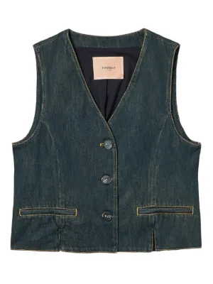 MM6 Maison Margiela ストーンウォッシュ デニムベスト | ブルー