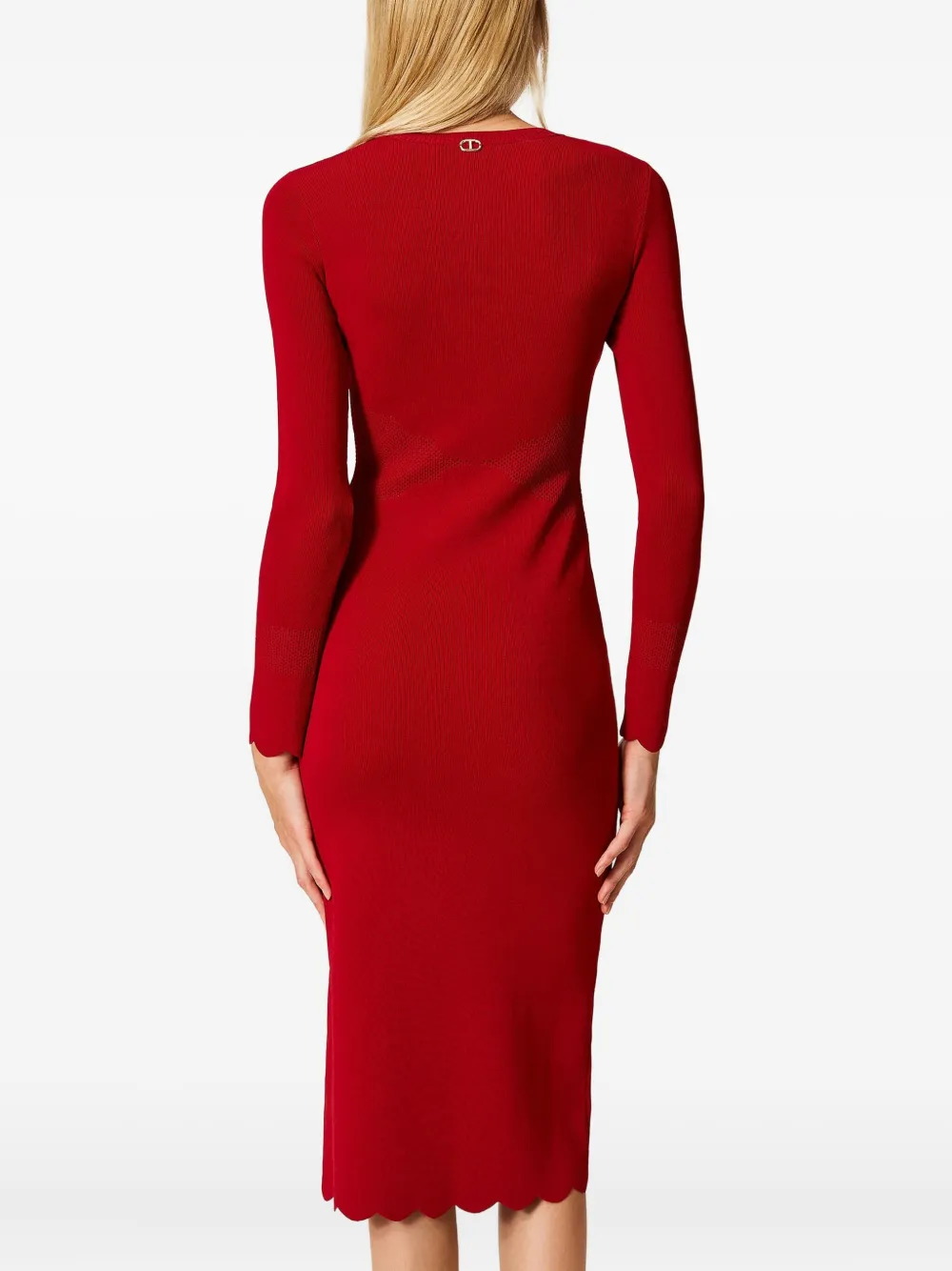 TWINSET Gebreide jurk met gewelfde afwerking Rood