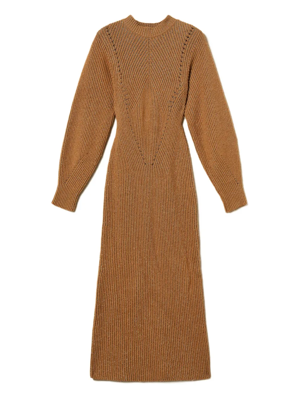 TWINSET lurex-knit ribbed dress | Brown | Image 1