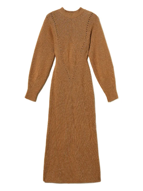 brown lurex dress Brown Lurex Knit Maxi Dress self-portrait-US